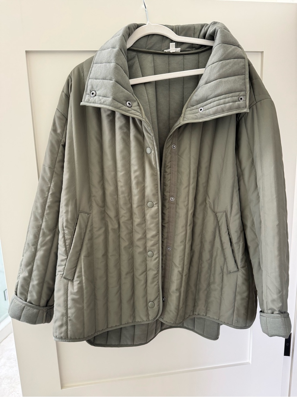 Splendid x Cella Jane Quilted Oversized Jacket in Sage Green